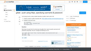 gitlab - push using https, specifying username & password - Stack ...