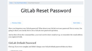 GitLab Reset Password - CodeReviewVideos