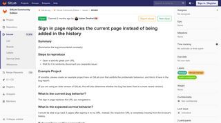 Sign in page replaces the current page instead of being ... - GitLab