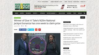 Winner of Give 'n' Take's N20m National Jackpot bonanza has one ...