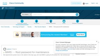 Solved: MARS -- Root password for maintenance - Cisco Community