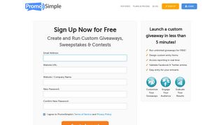 Sign up for free to create giveaways & sweepstakes | PromoSimple