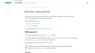 Gift cards - Givex and SVS - Adyen's documentation