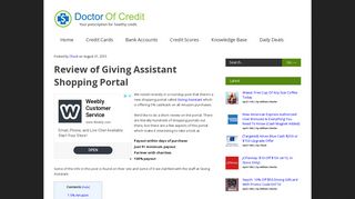Review of Giving Assistant Shopping Portal - Doctor Of Credit