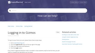 Logging in to Gizmos – Help Center