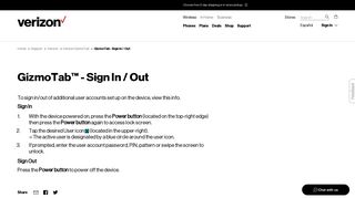 GizmoTab - Sign In / Out | Verizon Wireless