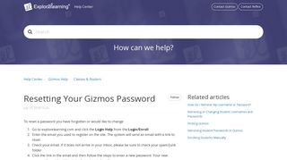 Resetting Your Gizmos Password – Help Center