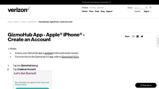 GizmoHub App - Apple iPhone - Create an Account | Verizon Wireless