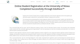 Online Student Registration at the University of Nizwa Completed ...
