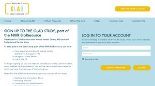 Signup and Login | Genetic Links to Anxiety and ... - GLAD Study