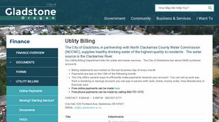 Utility Billing | Gladstone, Oregon