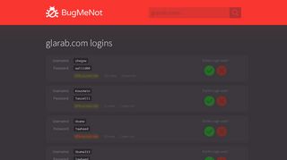 glarab.com passwords - BugMeNot