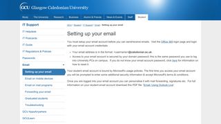 Setting up your email | GCU - Glasgow Caledonian University