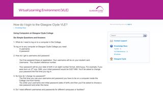 How do I login to the Glasgow Clyde VLE?