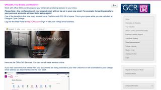 Office365, Your Emails and OneDrive - Glasgow Clyde College
