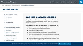 University of Glasgow - MyGlasgow - Careers Service - Log in to ...