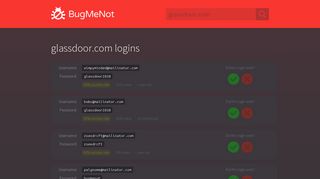 glassdoor.com passwords - BugMeNot