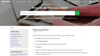 Reset my password | Glassdoor