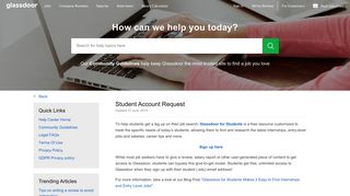 Student Account Request | Glassdoor