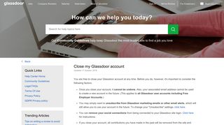 Close my Glassdoor account | Glassdoor