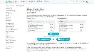Shipping Policy | Glassesshop.com