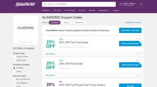 25% Off GLASSONS Coupon, Promo Codes - RetailMeNot