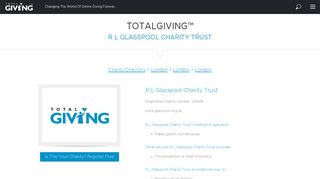R L Glasspool Charity Trust - TotalGiving™ - Donate to Charity ...