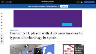Former NFL player with ALS uses his eyes to type and technology to ...