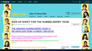 User blog:Whatisdis/SIGN UP SHEET FOR THE ... - Glee TV Show Wiki