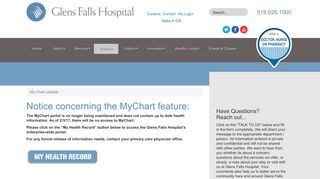 Glens Falls Hospital :: My Chart Update
