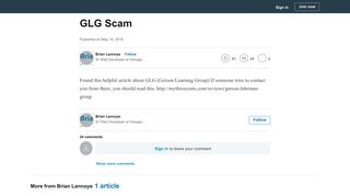GLG Scam - LinkedIn