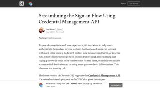 Streamlining the Sign-in Flow Using Credential Management API