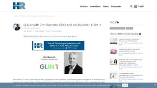 Q & A with Jim Barnett, CEO and co-founder, Glint | HR Technologist