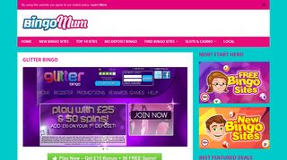 Glitter Bingo | Get £15 Bonus Cash + 50 FREE Spins! - Bingo Mum