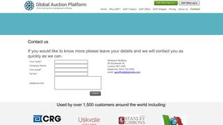 Contact Global Auction Platform | The Bidding website