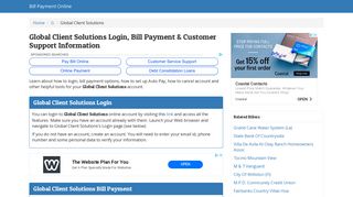 Global Client Solutions Login, Bill Payment ... - Bill Payment Online