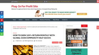 HOW TO EARN 100% RETURN MONTHLY WITH GLOBAL COIN ...