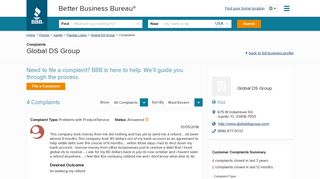 Global DS Group | Complaints | Better Business Bureau® Profile