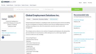 Work at Global Employment Solutions Inc. | CareerBuilder