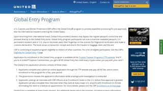 Global Entry Program - United Airlines