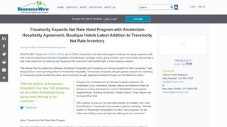 Travelocity Expands Net Rate Hotel Program with Amsterdam ...