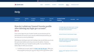 login.gov | How do I relink my Trusted Traveler profile after deleting my ...