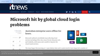 Microsoft hit by global cloud login problems - Cloud - iTnews
