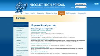 Nicolet High School - Skyward Family Access
