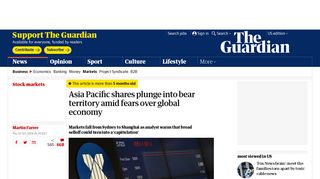 Asia Pacific shares plunge into bear territory amid fears over global ...