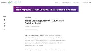 Relias Learning Enters the Acute Care Training Market - Training ...