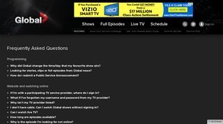 FAQs | GlobalTV.com