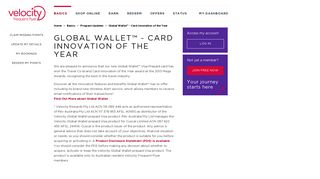 Global Wallet™ - Card Innovation of the Year | Velocity Frequent Flyer