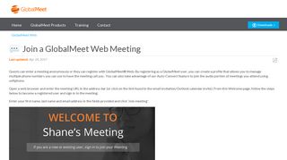 Join a GlobalMeet Web Meeting - Meeting Support - PGi
