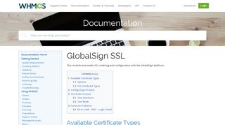 GlobalSign SSL - WHMCS Documentation
